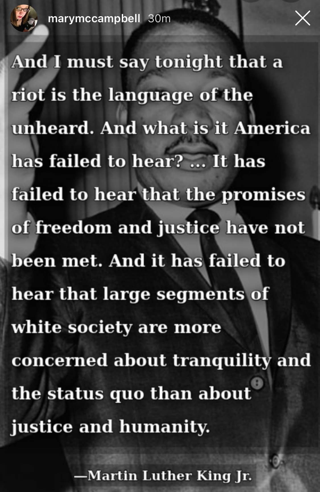 MLK - justice or tranquility