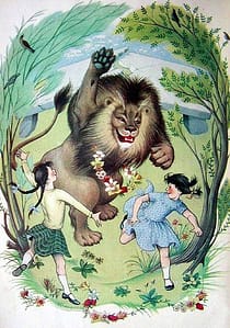 Pauline Baynes Narnia - Aslan & girls