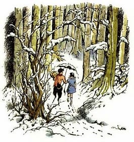 Pauline Baynes Narnia - Lucy & Mr Tumnus