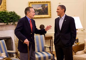 Obama with George Bush in Oval