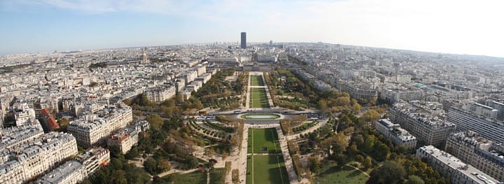 Eiffel Tower view of Champs de Mars